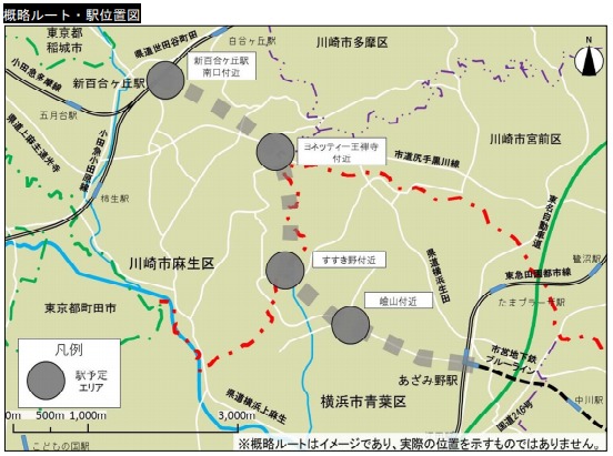 横浜市営地下鉄ブルーラインの延伸計画図