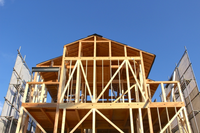 木造軸組工法の住宅建築現場
