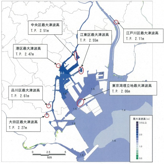 元禄型関東地震の各区における