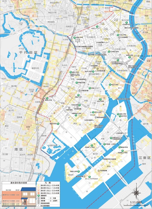 東京都中央区洪水ハザードマップ（隅田川・神田川・日本橋版）
