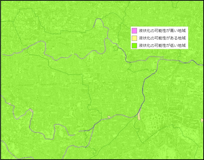 東京都中野区の液状化予測図