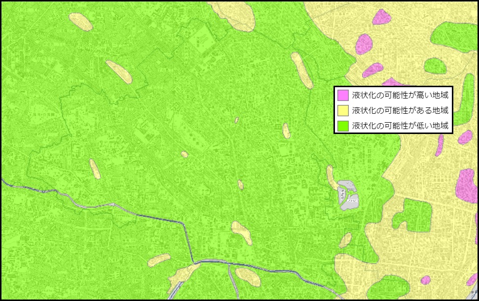 東京都文京区の液状化予測図