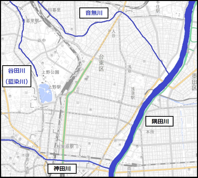 東京都台東区を流れる河川