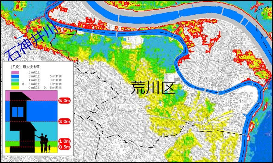 東京都荒川区の高潮ハザードマップ