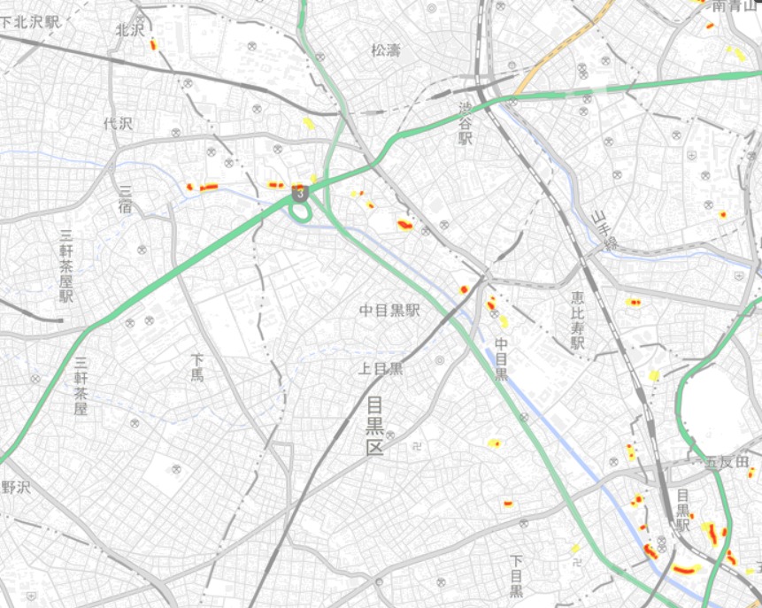 東京都土砂災害警戒区域等マップ（目黒区）