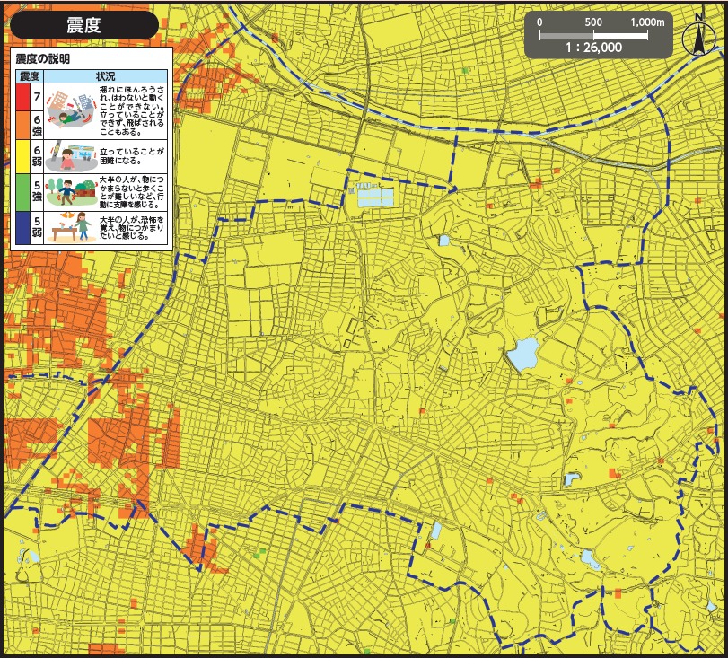 名古屋市千種区の地震ハザードマップ（震度）