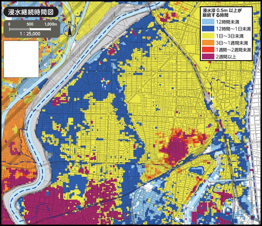 名古屋市中村区洪水ハザードマップ（浸水継続時間）