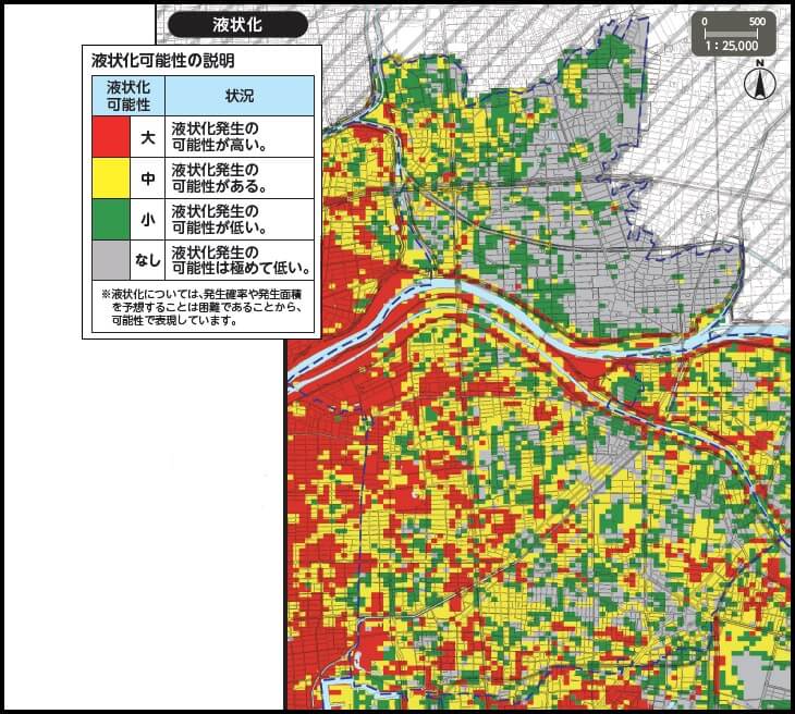 名古屋市北区の液状化ハザードマップ
