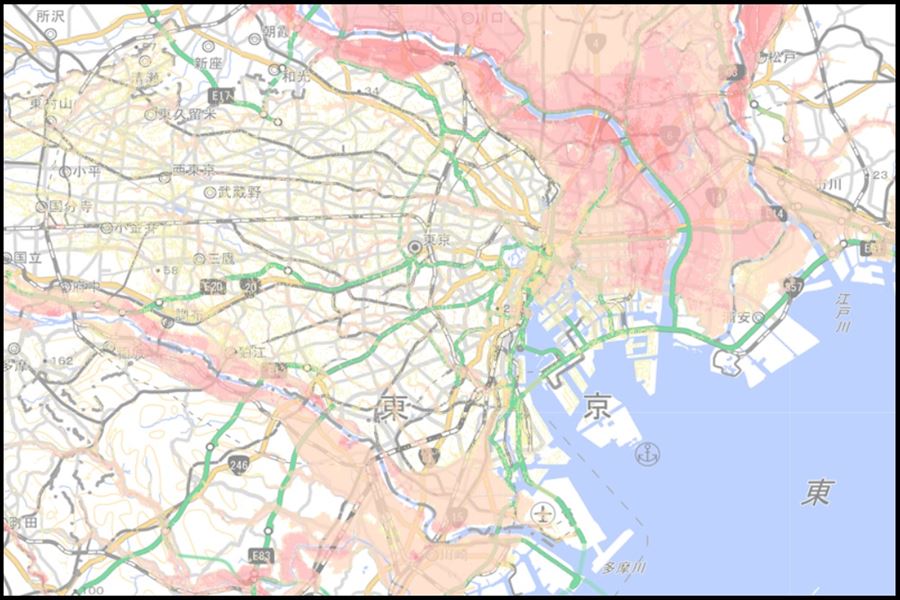 東京都の洪水ハザードマップ