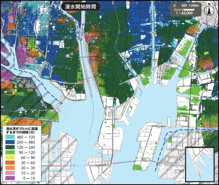 名古屋市港区 津波ハザードマップ（浸水継続時間）