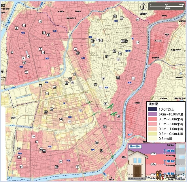 名古屋市南区内水ハザードマップ（浸水深）