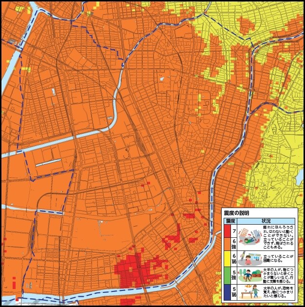 名古屋市南区の地震ハザードマップ（震度）