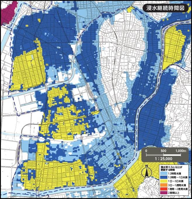 名古屋市南区洪水ハザードマップ（浸水継続時間）