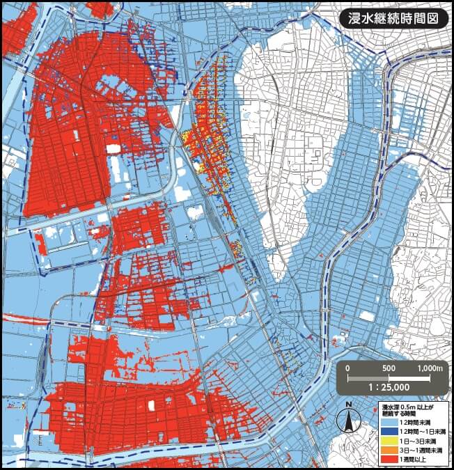 名古屋市南区高潮ハザードマップ（浸水継続時間）