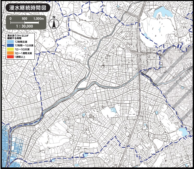 名古屋市天白区高潮ハザードマップ（浸水継続時間）