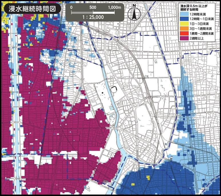 名古屋市熱田区洪水ハザードマップ（浸水継続時間）