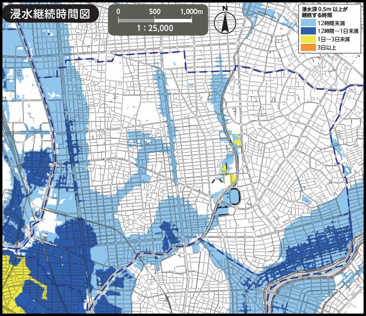 名古屋市瑞穂区内水ハザードマップ（浸水継続時間）