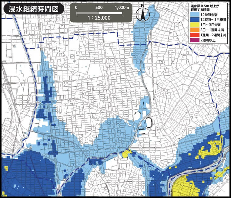名古屋市瑞穂区洪水ハザードマップ（浸水継続時間）