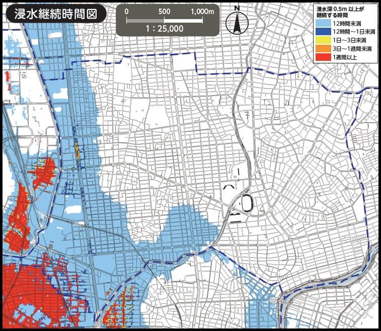 名古屋市瑞穂区高潮ハザードマップ（浸水継続時間）