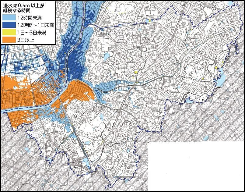名古屋市緑区内水ハザードマップ（浸水継続時間）