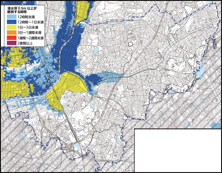 名古屋市緑区洪水ハザードマップ（浸水継続時間）