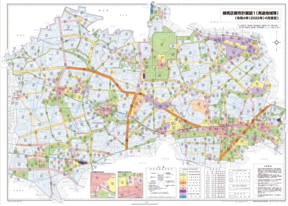 東京都練馬区の都市計画図