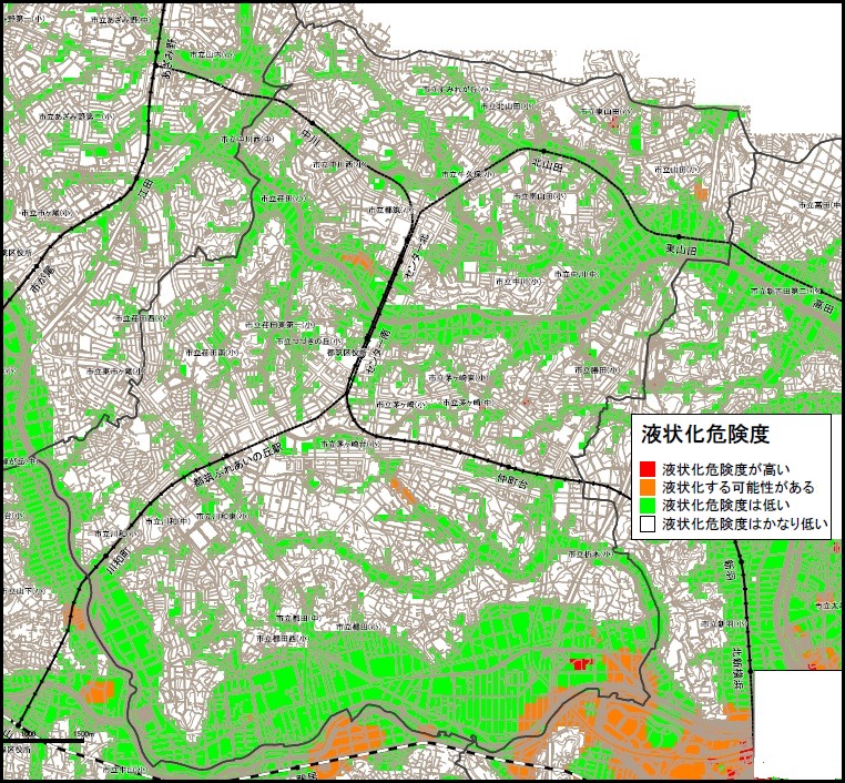 横浜市都筑区の液状化ハザードマップ