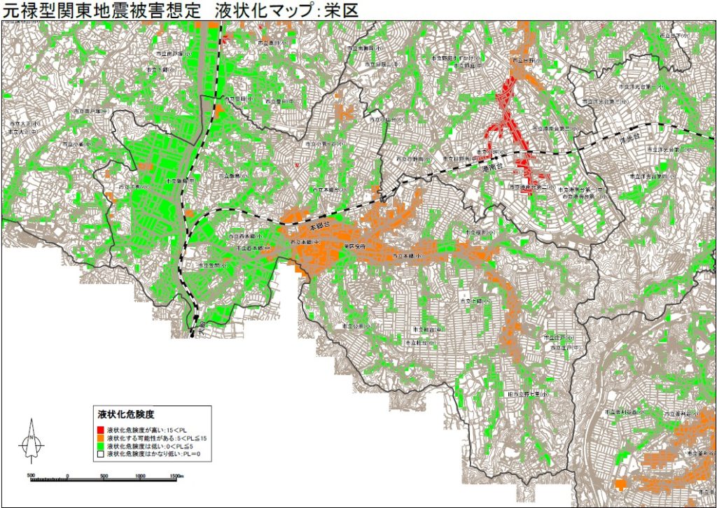 横浜市栄区の液状化ハザードマップ