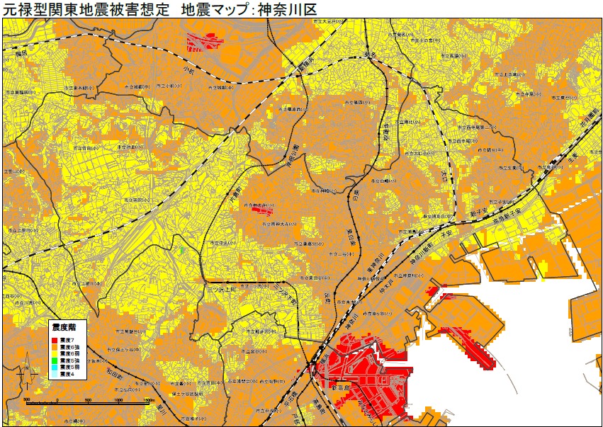 横浜市神奈川区の地震ハザードマップ