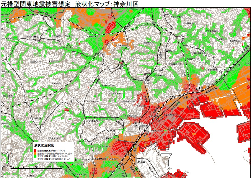 横浜市神奈川区の液状化ハザードマップ